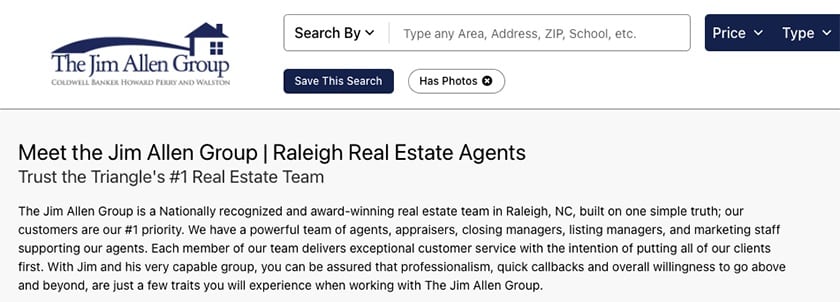 The Jim Allen Group real estate website