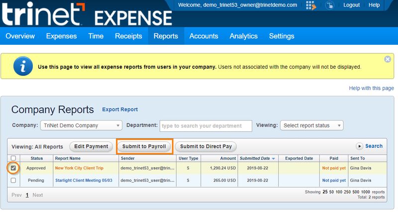 expense report form with approve and reject buttons.