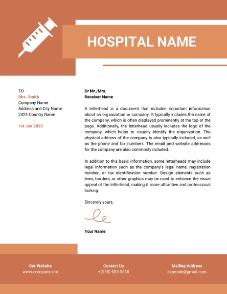 Venngage example of onochrome hospital template