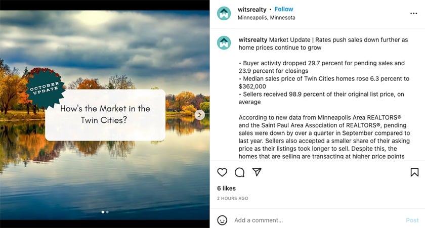 Wits Realty Instagram post