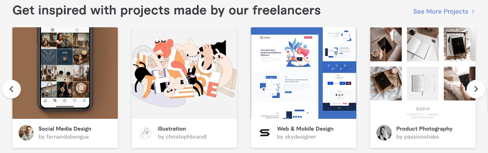 Examples of projects made by freelancers available on Fiverr.