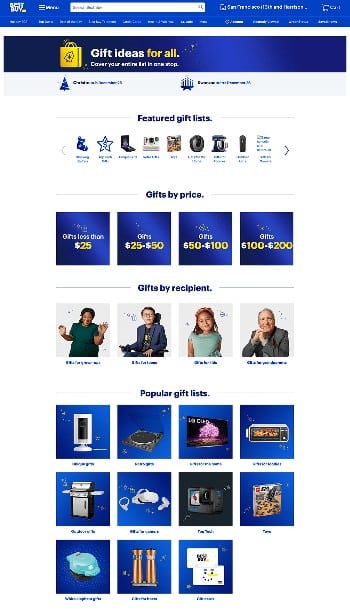 Best Buy has a specific landing page for gift ideas.