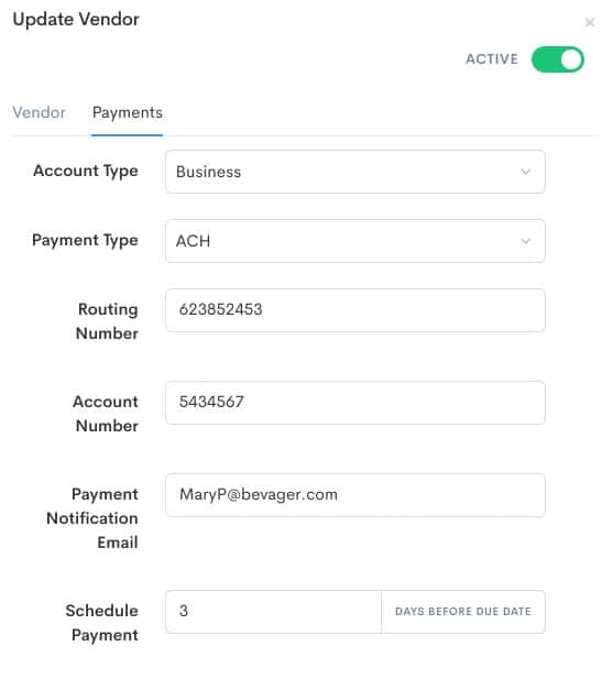 Connect a bank account and set up automated payments to your vendors in craftable.