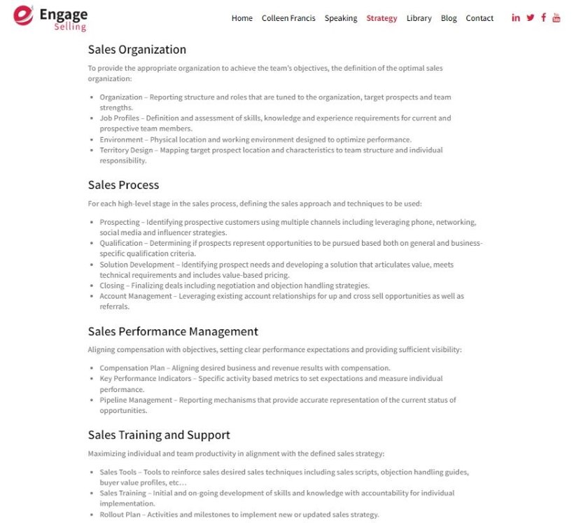 Screenshot of Engage Selling’s training program overview.