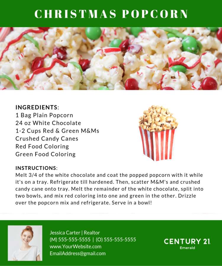 Holiday greeting with Christmas recipe.