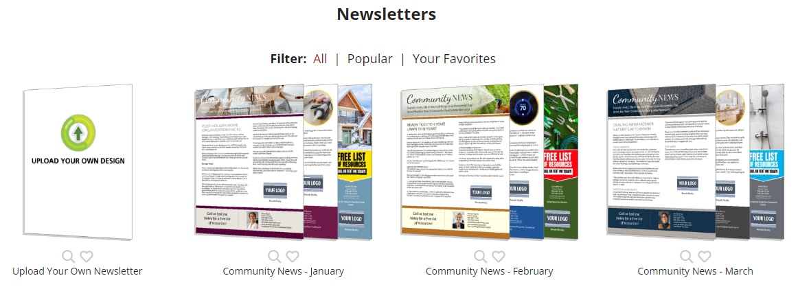 Examples of ProspectsPLUS! monthly newsletter themes.