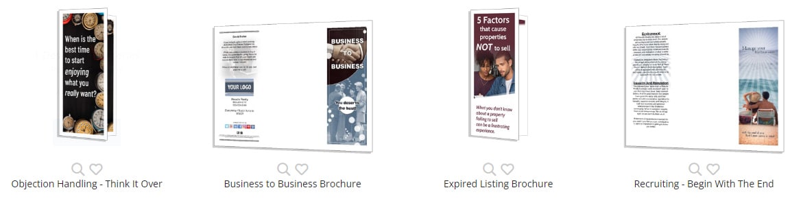 PropectsPLUS! bi-fold and tri-fold brochure template examples.