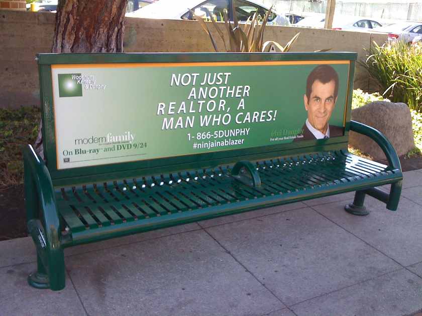 Sample ad on a bench.