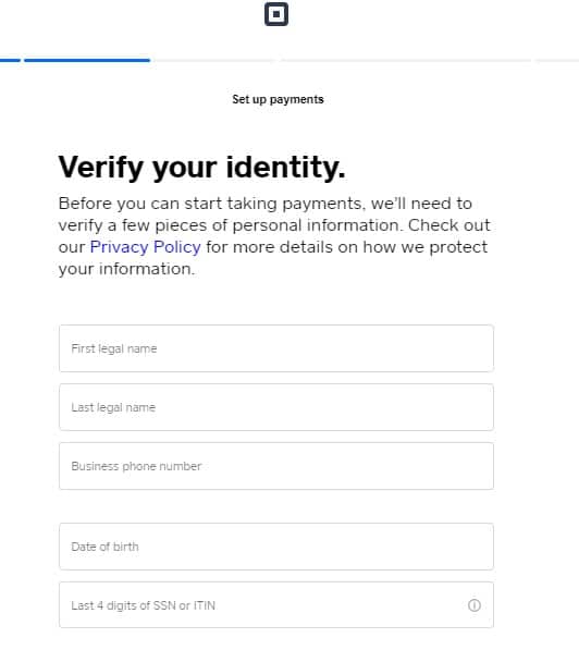 Square pos identity verification on screen.