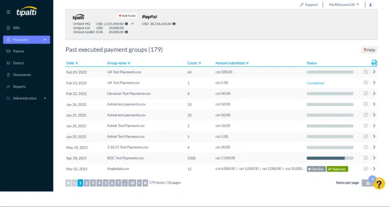Tipalti global payments example.