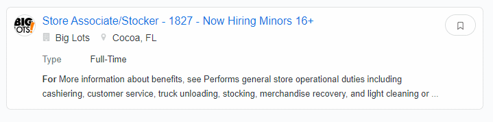 ZipRecruiter ad specifically states it's open to minors over 16.