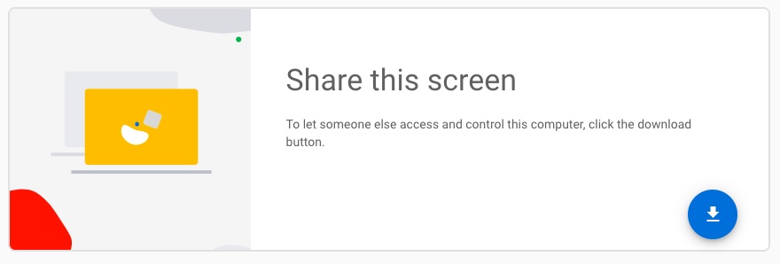 Chrome Remote Desktop's screen sharing option