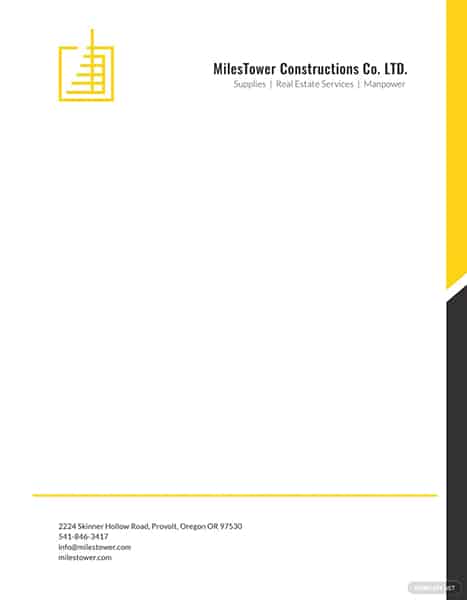 template.net example of construction business letterhead