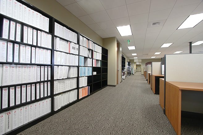 Wall shelves for active files and customer information