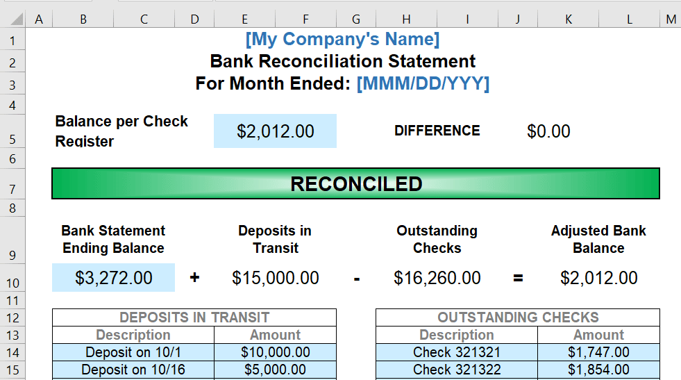 Free Bank Reconciliation Template thumbnail