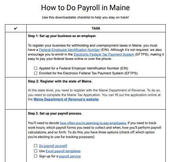 How to Do Payroll in Maine Checklist thumbnail