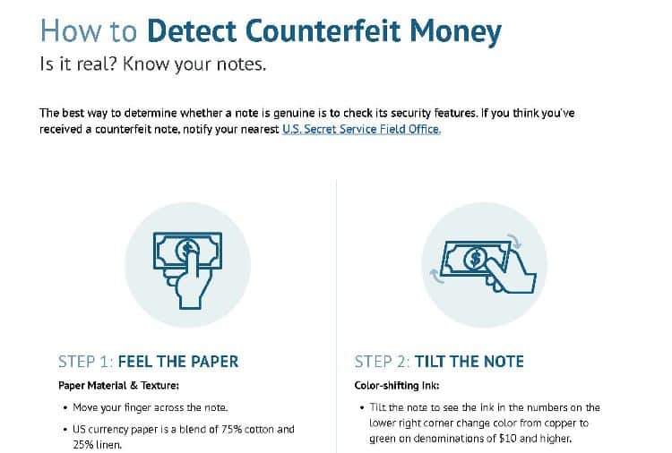 How to detect counterfeit money.