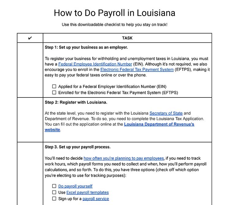 How to do payroll in Louisiana.