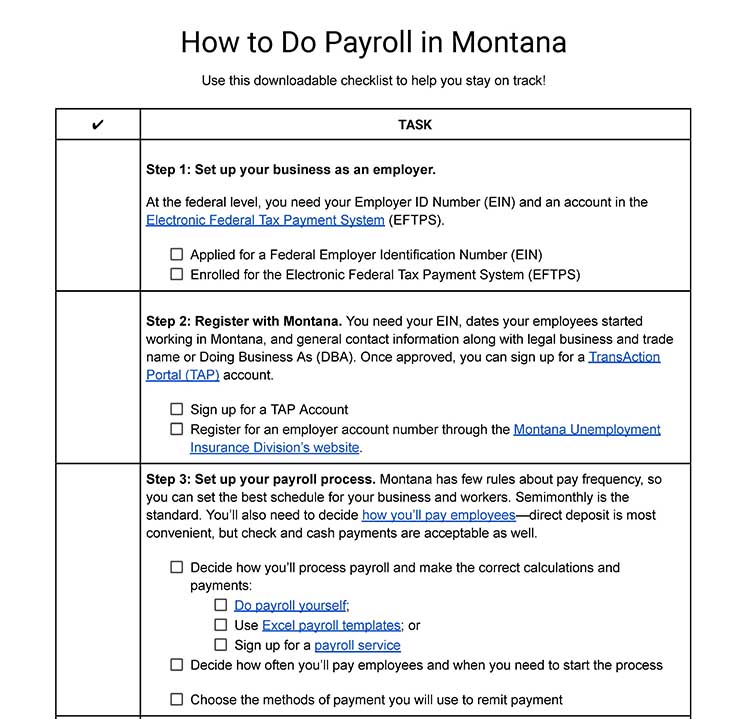 How to do payroll in Montana.