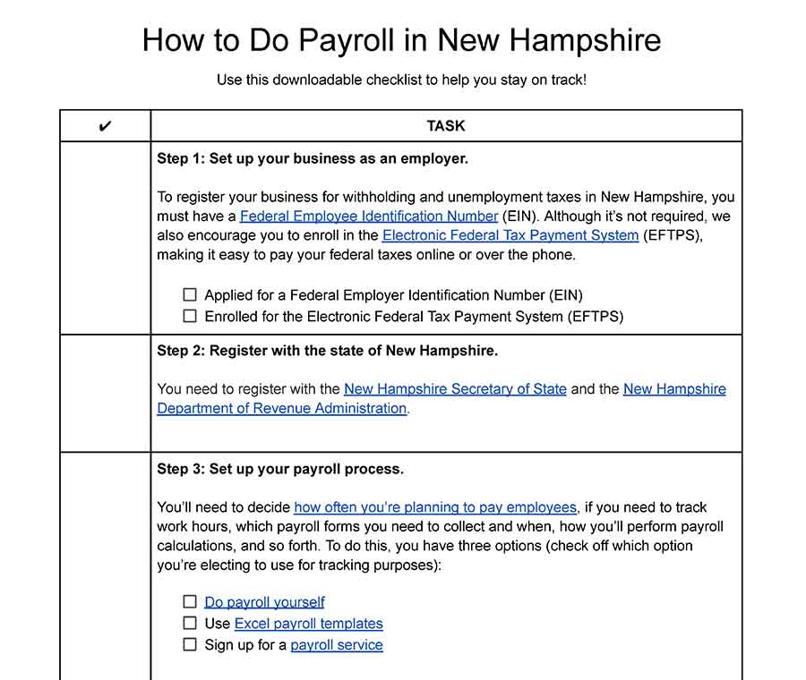 How to do payroll in New Hampshire.