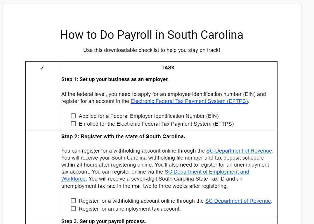 How to Do Payroll in South Carolina.