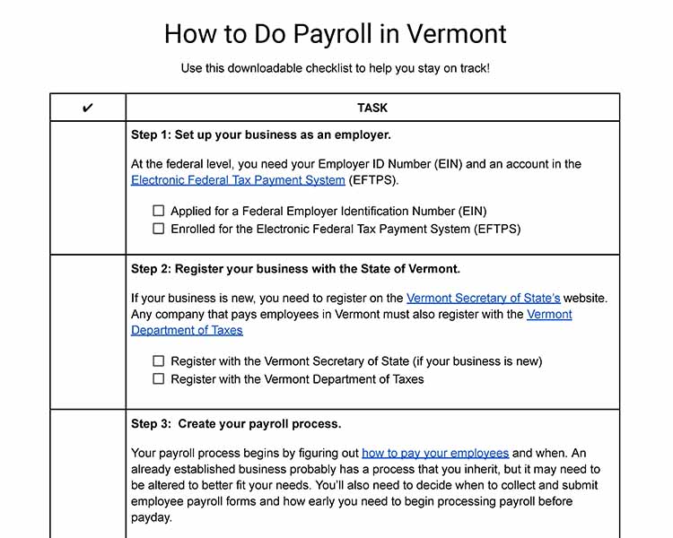 How to do payroll in Vermont.