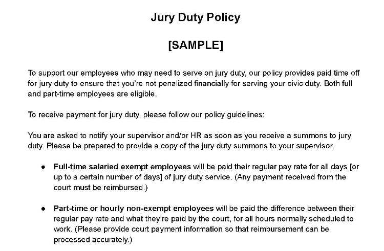 Jury Duty policy.