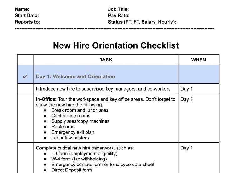 How To Conduct New Employee Orientation Free Checklist New Employee ...