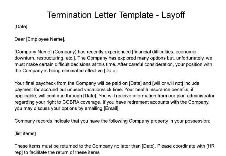 Termination letter template layoff.