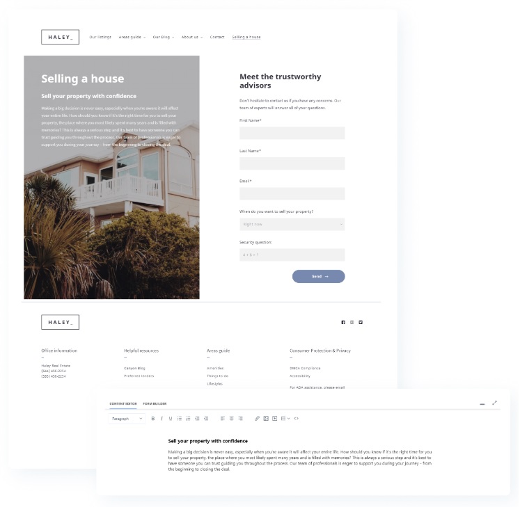 Placester landing page editing tool