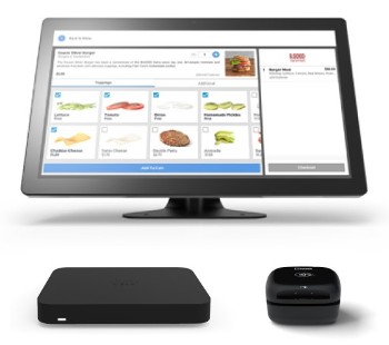 Toast POS self-service kiosk kit including touchscreen terminal, router, and card reader.