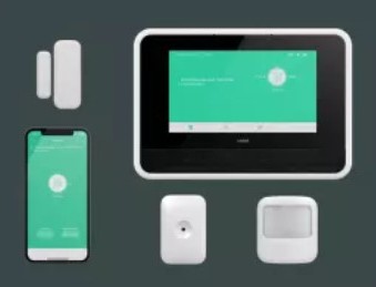 Vivint Starter package showing monitor, sensors, and app.