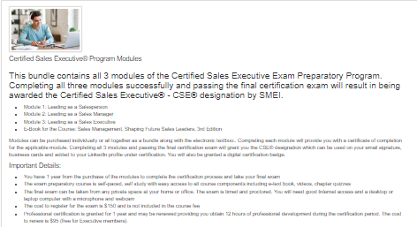 Certified Sales Executive Program by SMEI