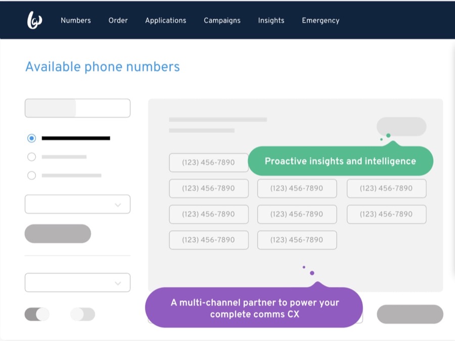 Image displaying how easy it is to track your phone numbers using Bandwidth's back-end dashboard.