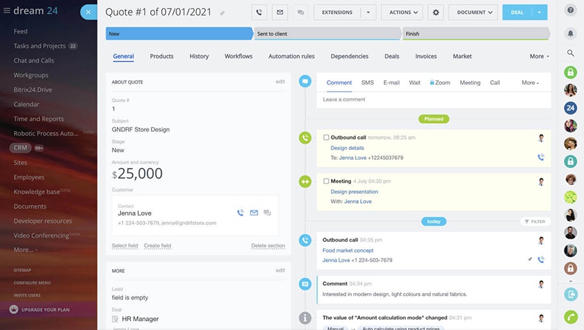 Viewing an account overview in Bitrix24