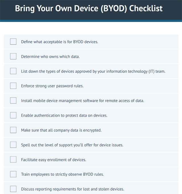 Bring Your Own Device Checklist