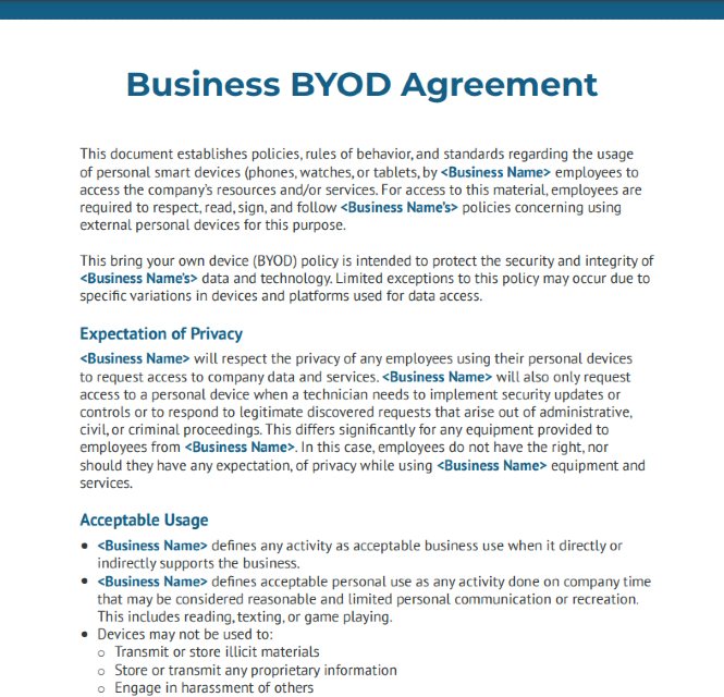 Business BYOD Agreement