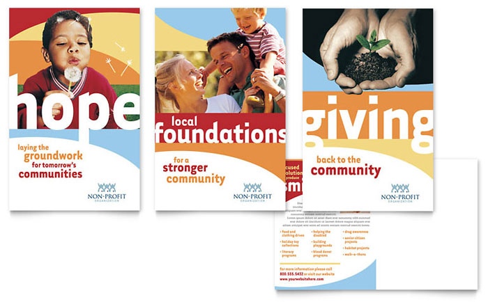 Colorful design ideas for non-profit postcards