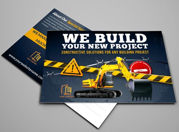 Postcard design idea for a construction company