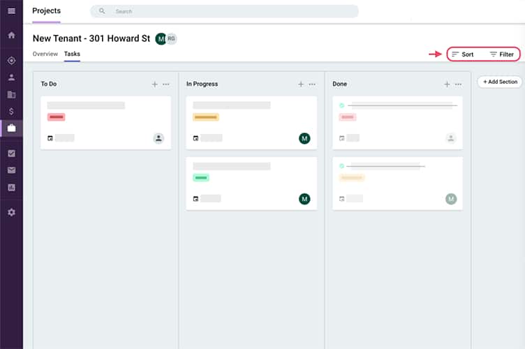 Copper CRM project management dashboard