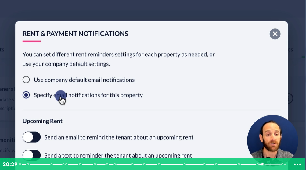 DoorLoop rent and payment notifications settings.