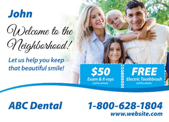 An example of an Every Door Direct Mail postcard offering dentistry services.