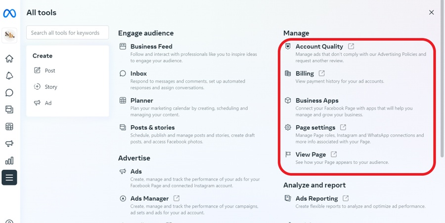 How to add users and configure advanced settings for Facebook business pages