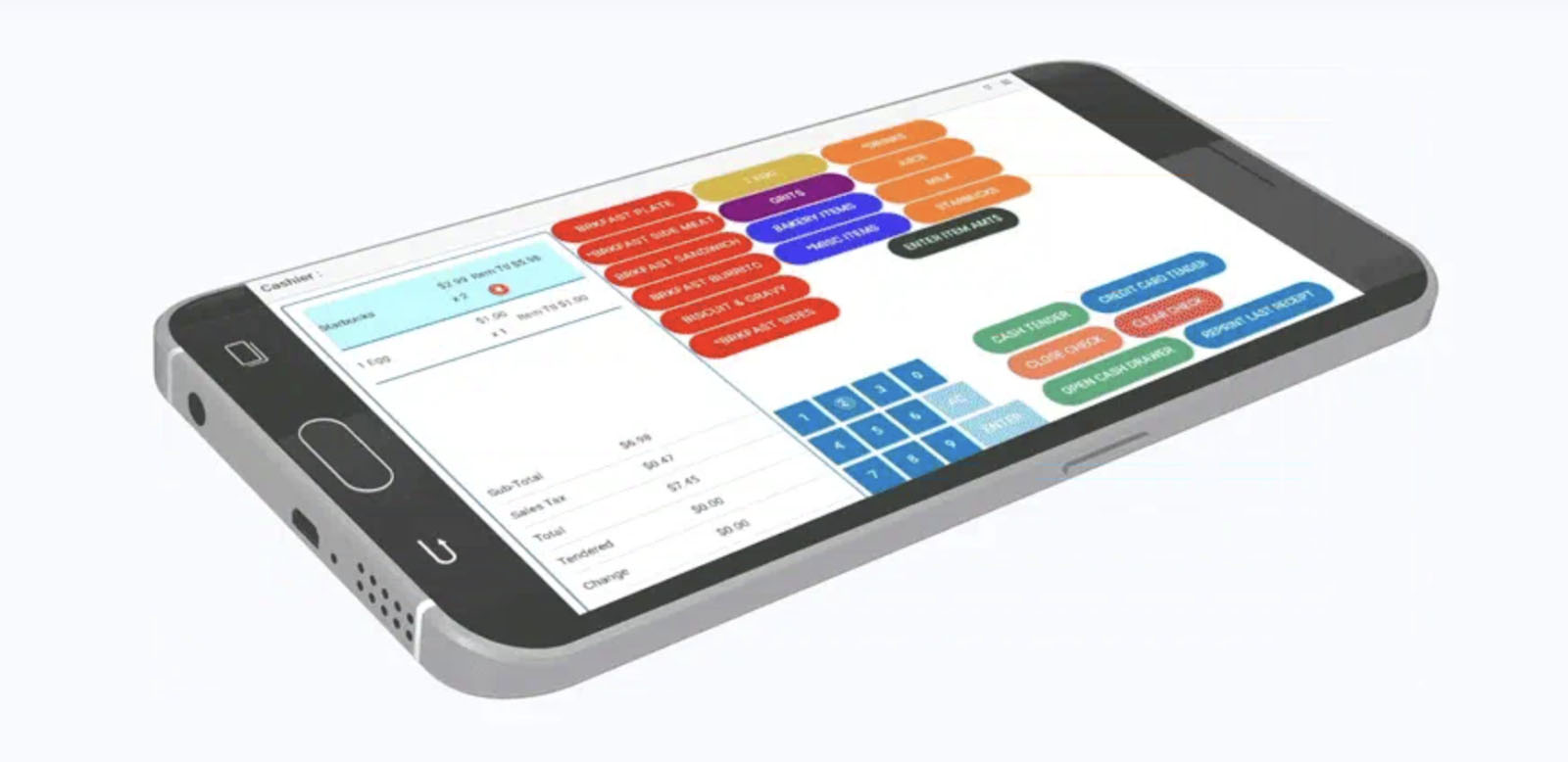 Image showing Food Service Ace's POS App used in a smartphone.