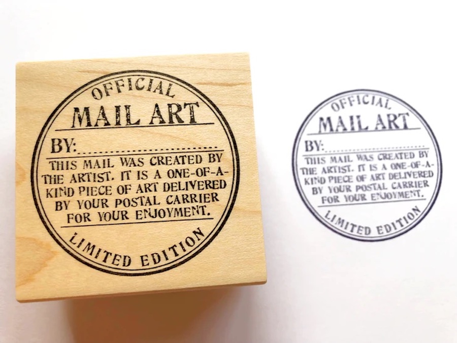 An example of a stamp customized with a message for postcards and envelopes
