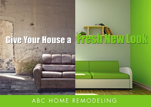 Example of a before-and-after photo postcard for remodeling companies