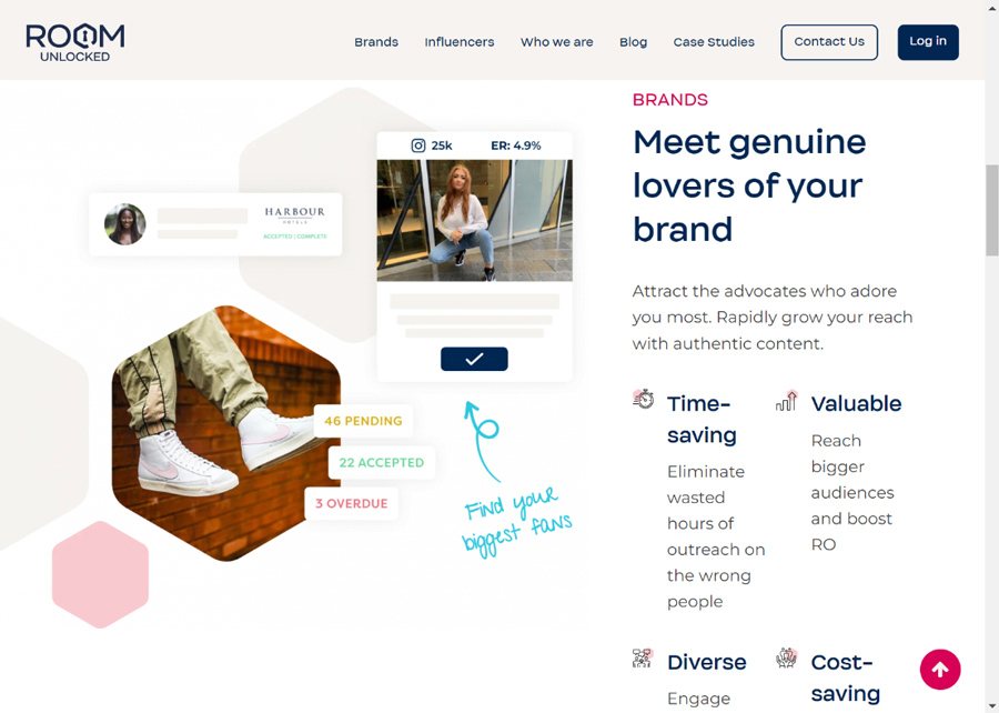 Screenshot of the site visitor experience with Room Unlocked for Brands.