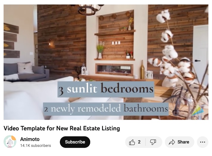 Video template of a listing walkthrough from Animoto
