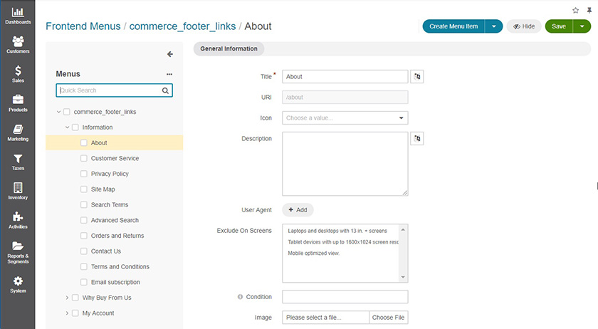 Customizing an eCommerce store front page in OroCRM