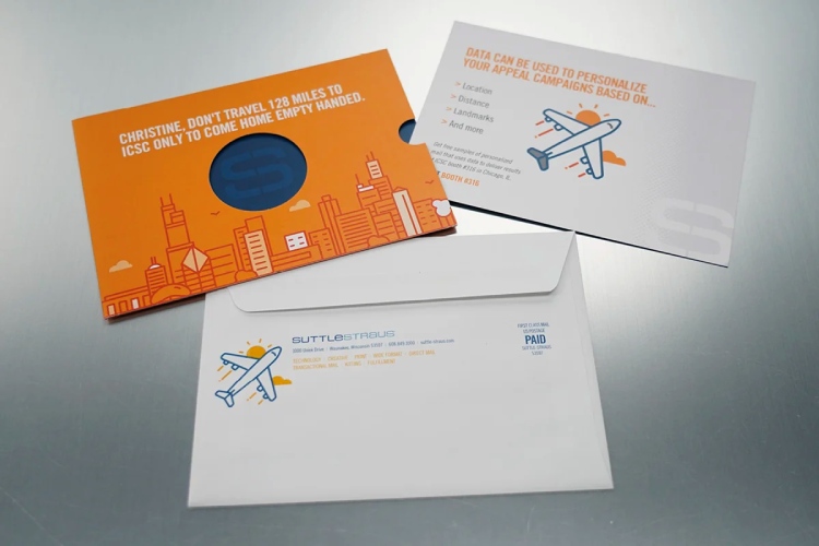 A promotional mail campaign personalized with the recipient's name.
